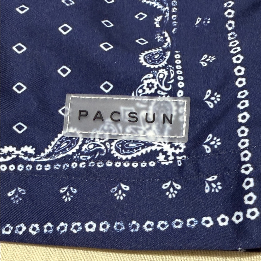 PacSun Men’s Navy Bandana Paisley Print Swim Trunks, Size Small. - Picture 12 of 12